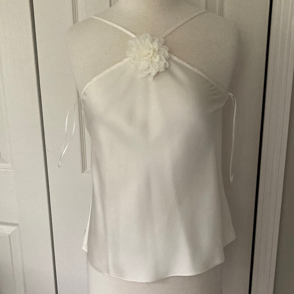 Women’s Cream Satin Floral-Accent Camisole